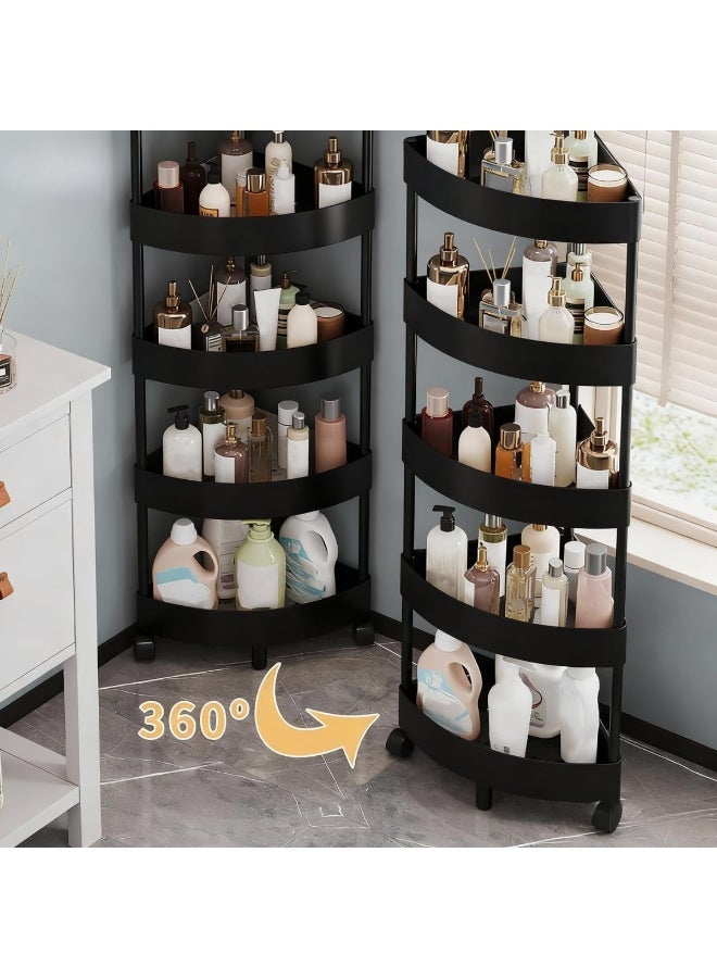 INSIJAM 5-Layer Shower Caddy Corner Shelves Bathroom Shelving Unit Cart with Wheel Plastic Shower Caddy Organizer Shelf and Hooks Rust Proof Corner Open Storage Cart for Bathroom Kitchen Laundrys - Image 2